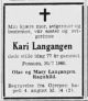 Dødsannonse Kari Landgangen f. Hvitås . Bestemor