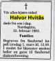 Dødsannonse Halvor Hvitås